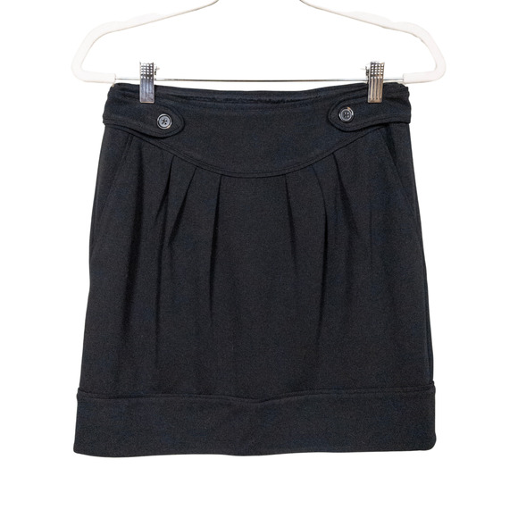 MARTIN + OSA Black Pleated Skirt Button Detail Pockets Women's Size 2 - Picture 1 of 6